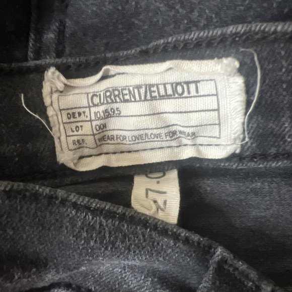 Current Elliott Jeans Women 4 27" Girl Crush Black Tar Wide Leg Flare High Waist - Picture 5 of 6